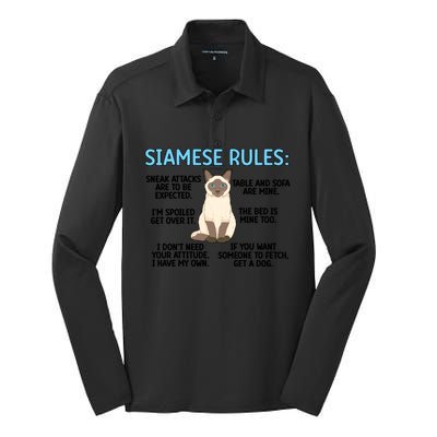 Siamese Rules Siamese Cat Owner Siamese Lover Cute Gift Silk Touch Performance Long Sleeve Polo