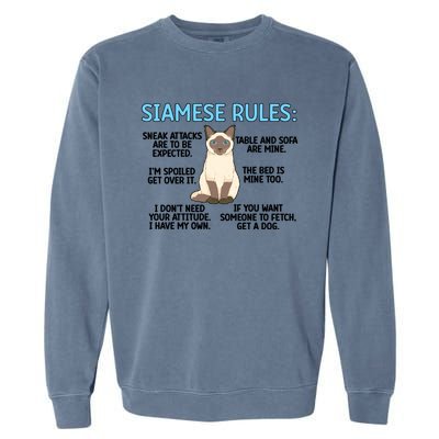 Siamese Rules Siamese Cat Owner Siamese Lover Cute Gift Garment-Dyed Sweatshirt