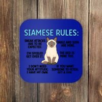 Siamese Rules Siamese Cat Owner Siamese Lover Cute Gift Coaster