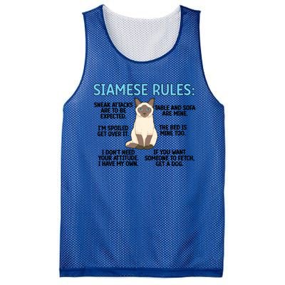 Siamese Rules Siamese Cat Owner Siamese Lover Cute Gift Mesh Reversible Basketball Jersey Tank