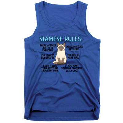 Siamese Rules Siamese Cat Owner Siamese Lover Cute Gift Tank Top