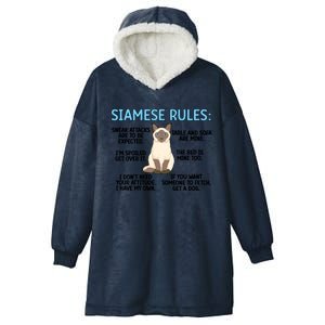 Siamese Rules Siamese Cat Owner Siamese Lover Cute Gift Hooded Wearable Blanket