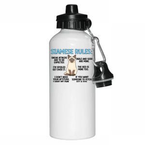 Siamese Rules Siamese Cat Owner Siamese Lover Cute Gift Aluminum Water Bottle