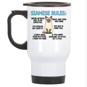 Siamese Rules Siamese Cat Owner Siamese Lover Cute Gift Stainless Steel Travel Mug