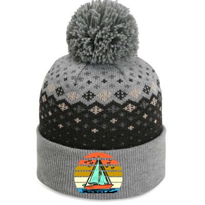 Sailing Retro Sail Boat The Baniff Cuffed Pom Beanie