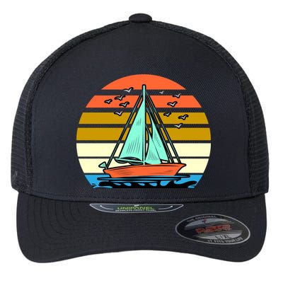 Sailing Retro Sail Boat Flexfit Unipanel Trucker Cap