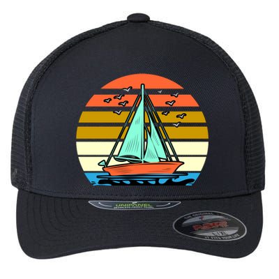 Sailing Retro Sail Boat Flexfit Unipanel Trucker Cap