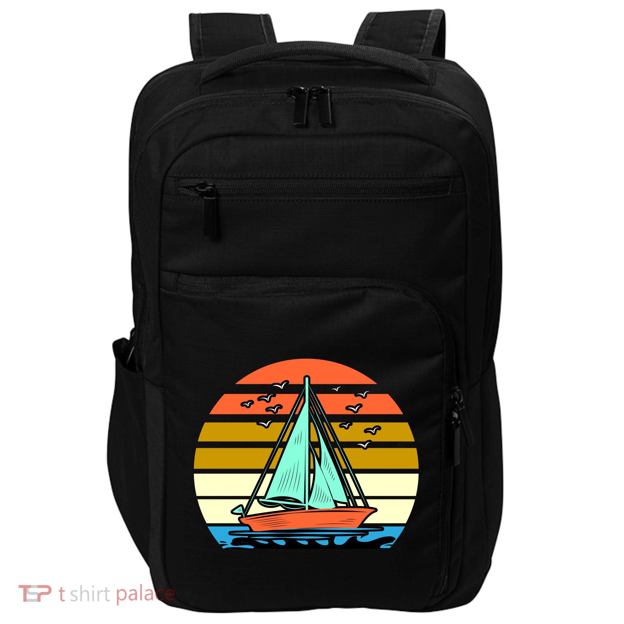 Sailing Retro Sail Boat Impact Tech Backpack