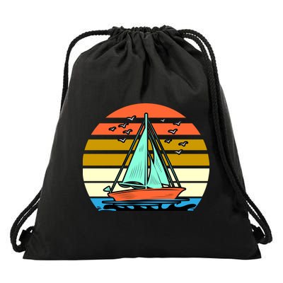 Sailing Retro Sail Boat Drawstring Bag
