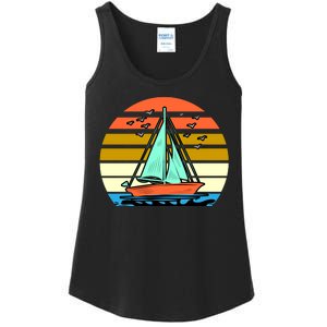 Sailing Retro Sail Boat Ladies Essential Tank