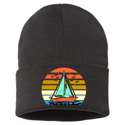 Sailing Retro Sail Boat Sustainable Knit Beanie