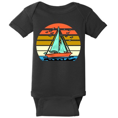 Sailing Retro Sail Boat Baby Bodysuit