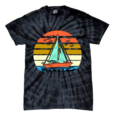 Sailing Retro Sail Boat Tie-Dye T-Shirt