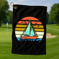 Sailing Retro Sail Boat Golf Towel
