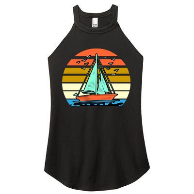 Sailing Retro Sail Boat Women's Perfect Tri Rocker Tank