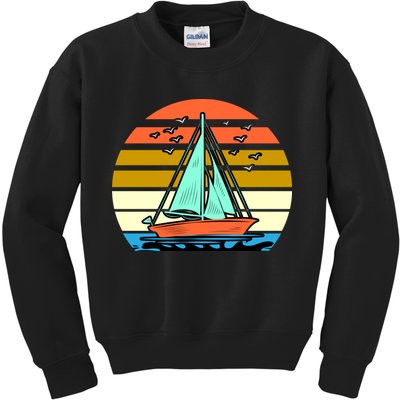 Sailing Retro Sail Boat Kids Sweatshirt