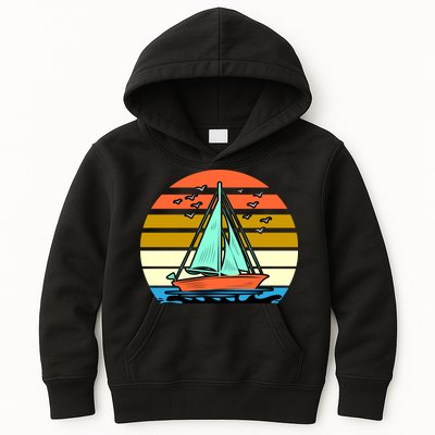Sailing Retro Sail Boat Kids Hoodie