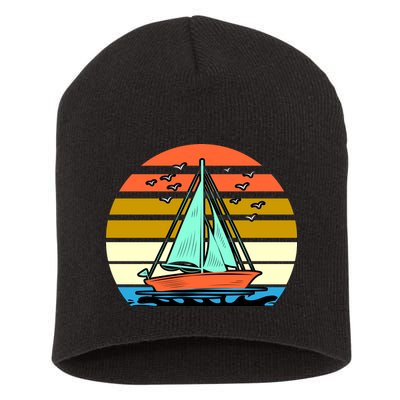 Sailing Retro Sail Boat Short Acrylic Beanie