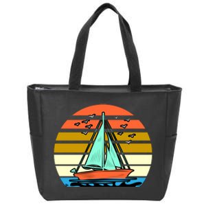 Sailing Retro Sail Boat Zip Tote Bag