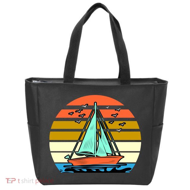 Sailing Retro Sail Boat Zip Tote Bag