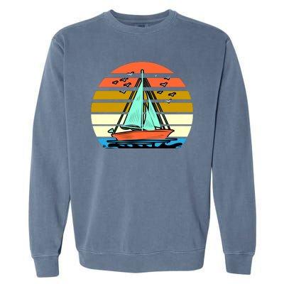 Sailing Retro Sail Boat Garment-Dyed Sweatshirt