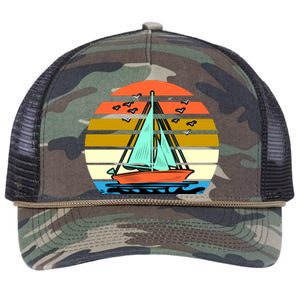 Sailing Retro Sail Boat Retro Rope Trucker Hat Cap