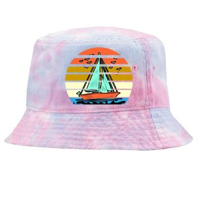 Sailing Retro Sail Boat Tie-Dyed Bucket Hat