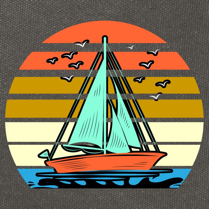 Sailing Retro Sail Boat Cotton Canvas Backpack