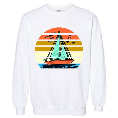 Sailing Retro Sail Boat Garment-Dyed Sweatshirt