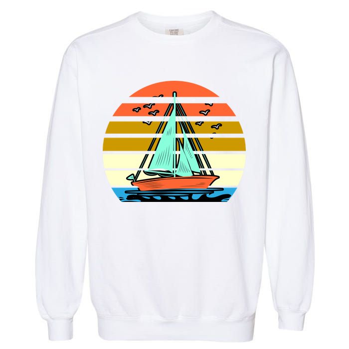 Sailing Retro Sail Boat Garment-Dyed Sweatshirt