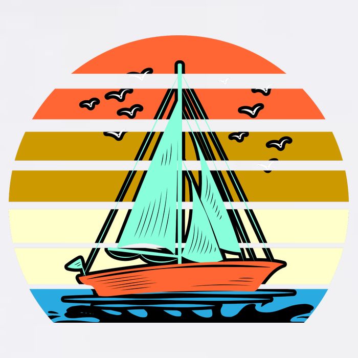 Sailing Retro Sail Boat Garment-Dyed Sweatshirt