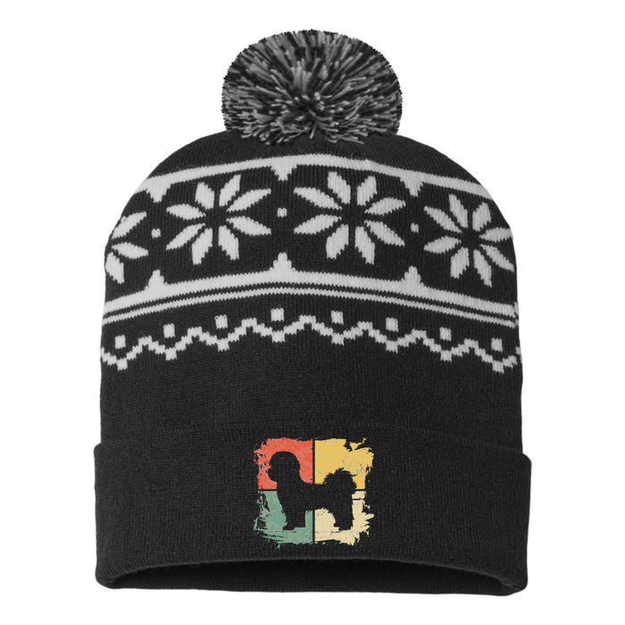 Square Retro Shih Tzu Owner Gift Dog Parents Apparel Dad Mom USA-Made Snowflake Beanie