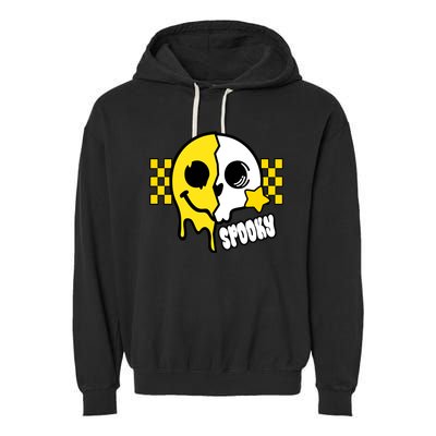 Spooky Retro Smile Skeleton Halloween Garment-Dyed Fleece Hoodie