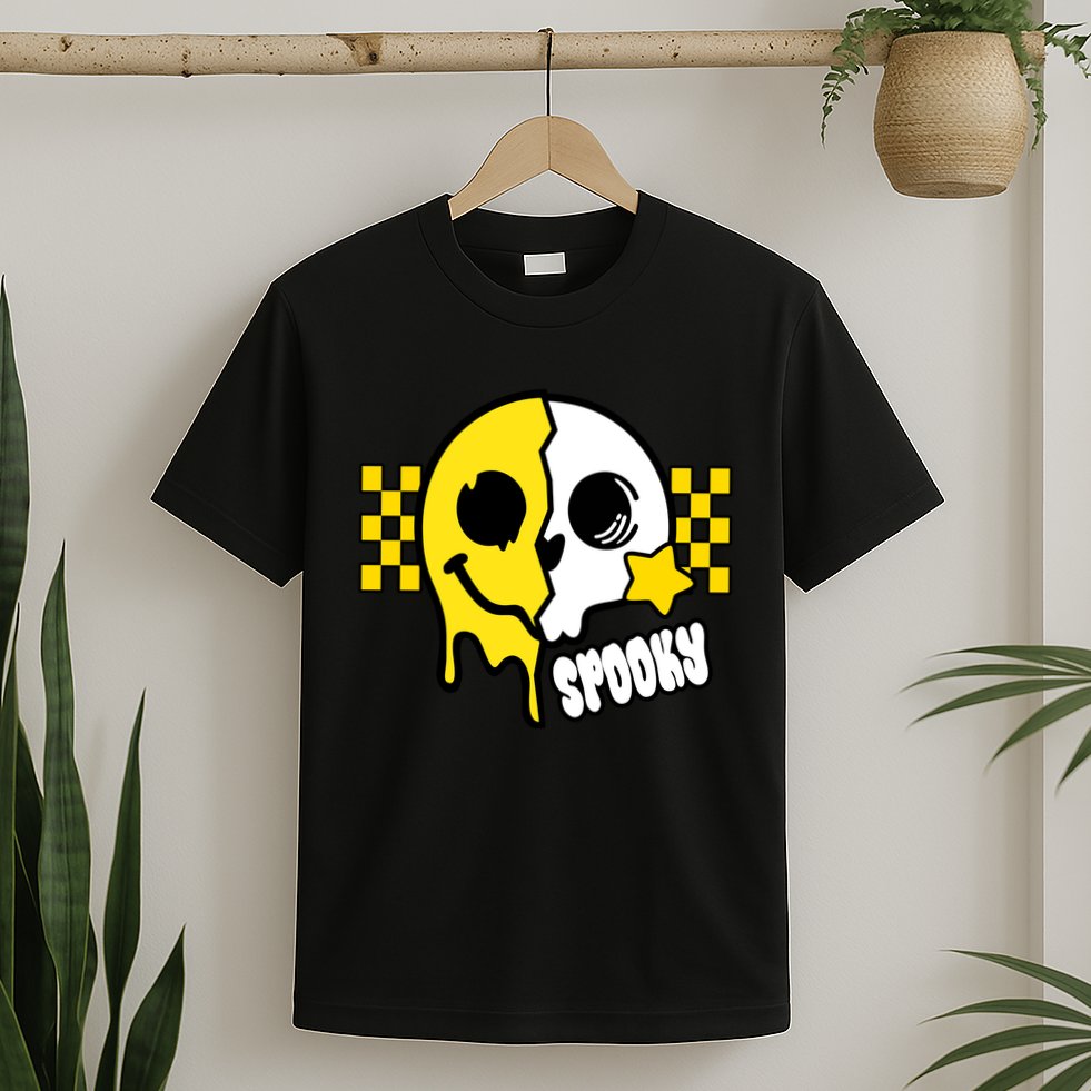 Spooky Retro Smile Skeleton Halloween T-Shirt