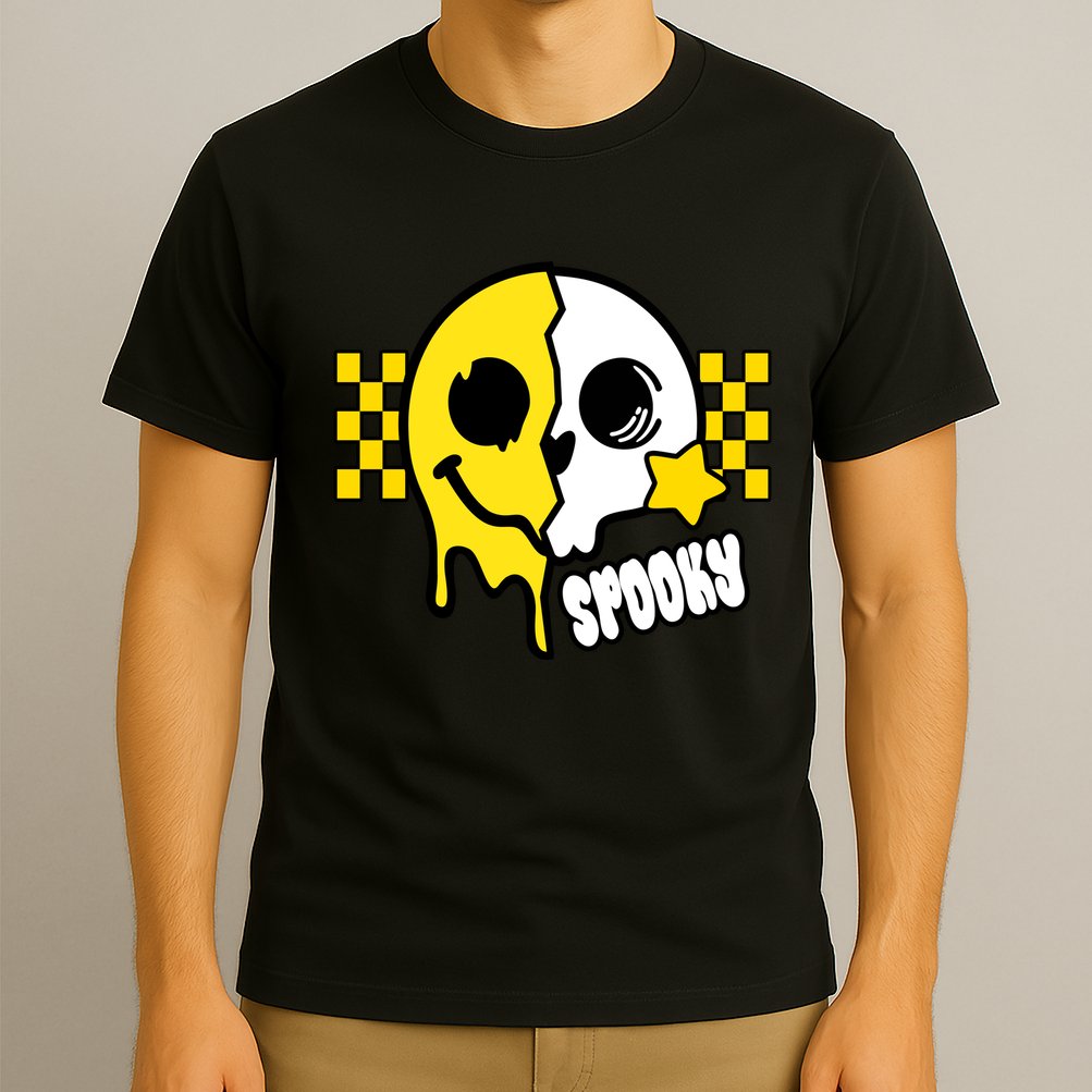 Spooky Retro Smile Skeleton Halloween T-Shirt