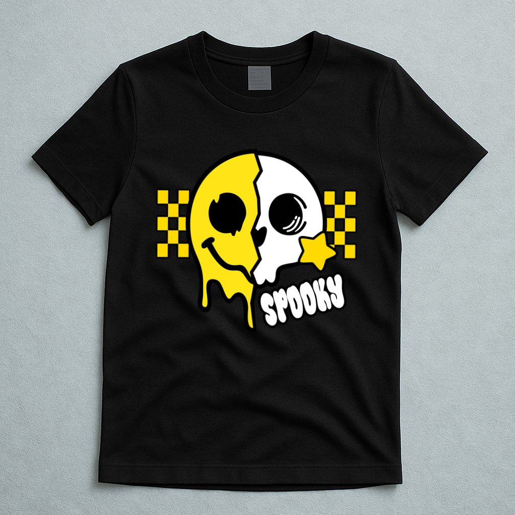 Spooky Retro Smile Skeleton Halloween T-Shirt