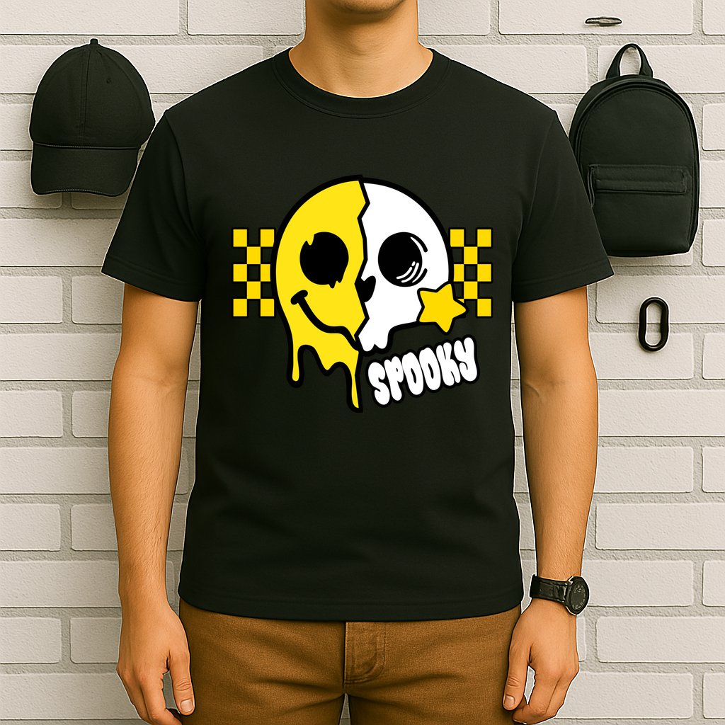 Spooky Retro Smile Skeleton Halloween T-Shirt