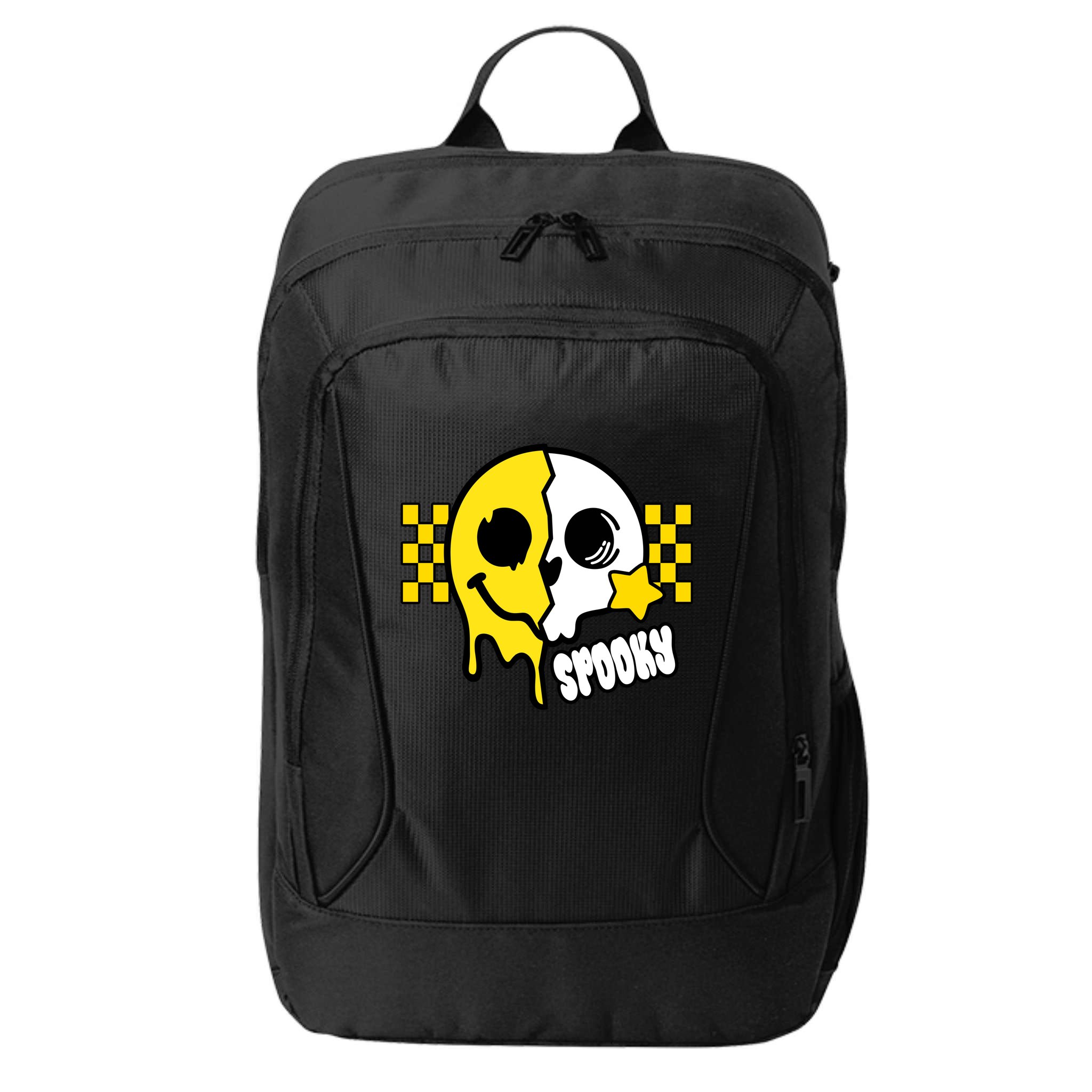 Spooky Retro Smile Skeleton Halloween City Backpack