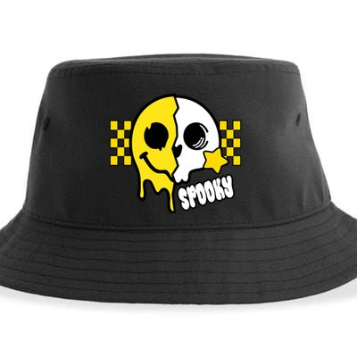 Spooky Retro Smile Skeleton Halloween Sustainable Bucket Hat