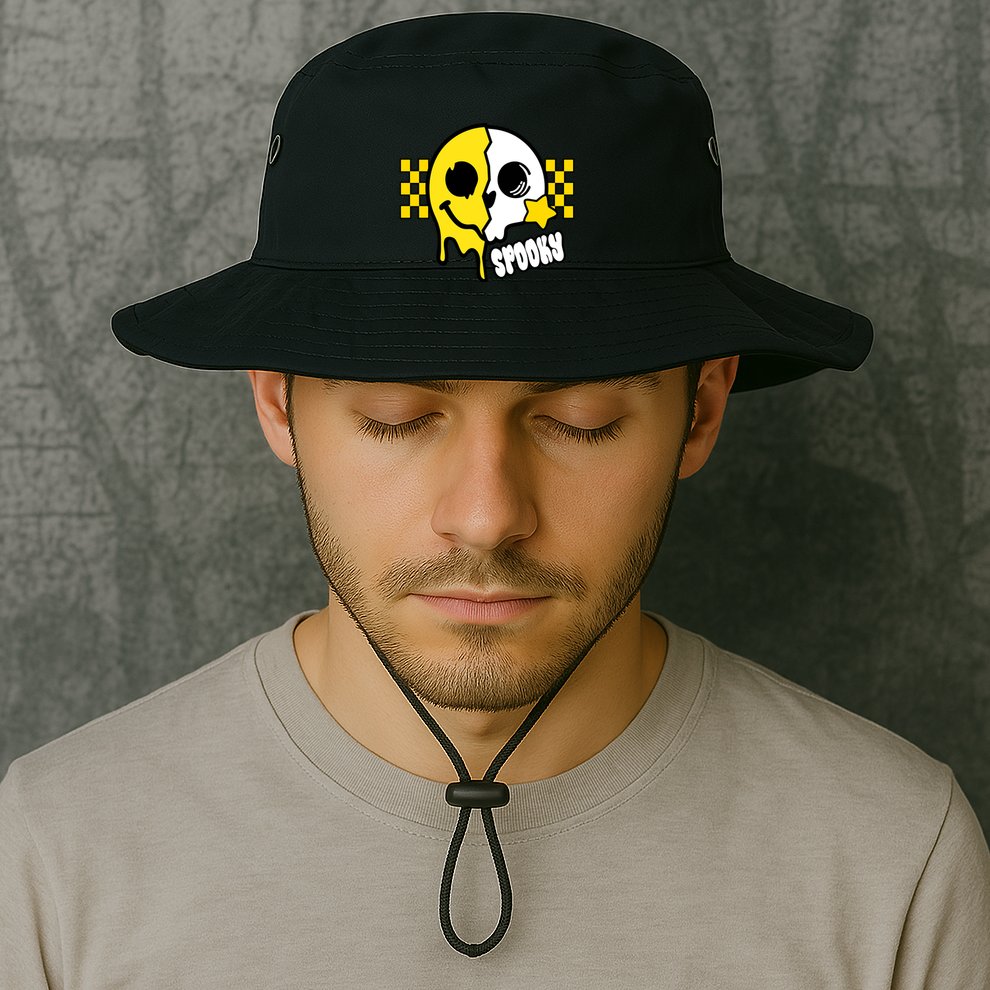 Spooky Retro Smile Skeleton Halloween Bucket Hat