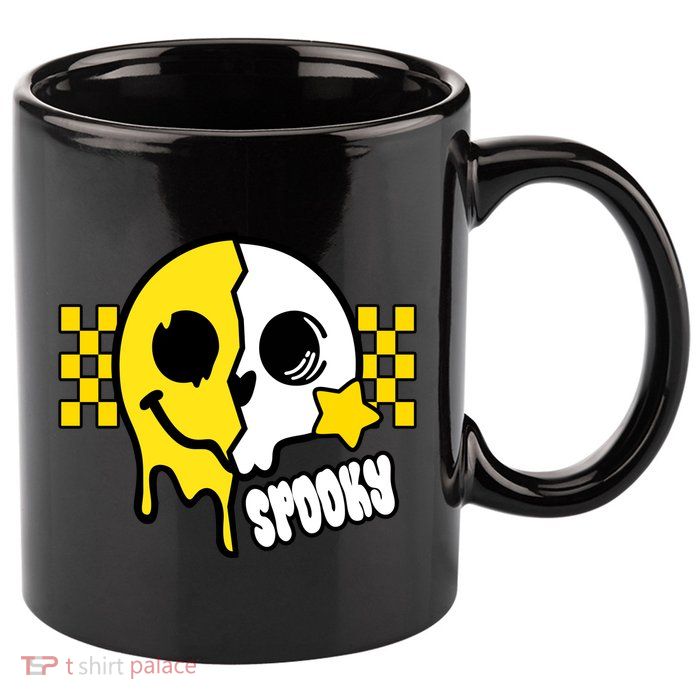 Spooky Retro Smile Skeleton Halloween 11oz C Handle Ceramic Mug