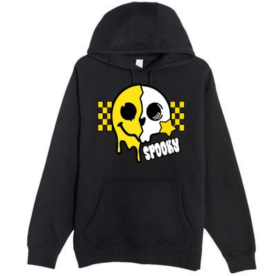 Spooky Retro Smile Skeleton Halloween Premium Pullover Hoodie