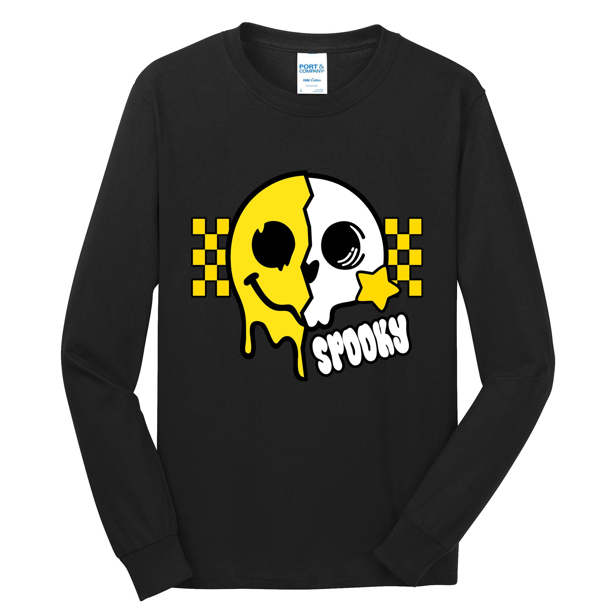 Spooky Retro Smile Skeleton Halloween Tall Long Sleeve T-Shirt