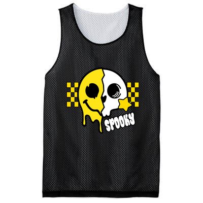 Spooky Retro Smile Skeleton Halloween Mesh Reversible Basketball Jersey Tank