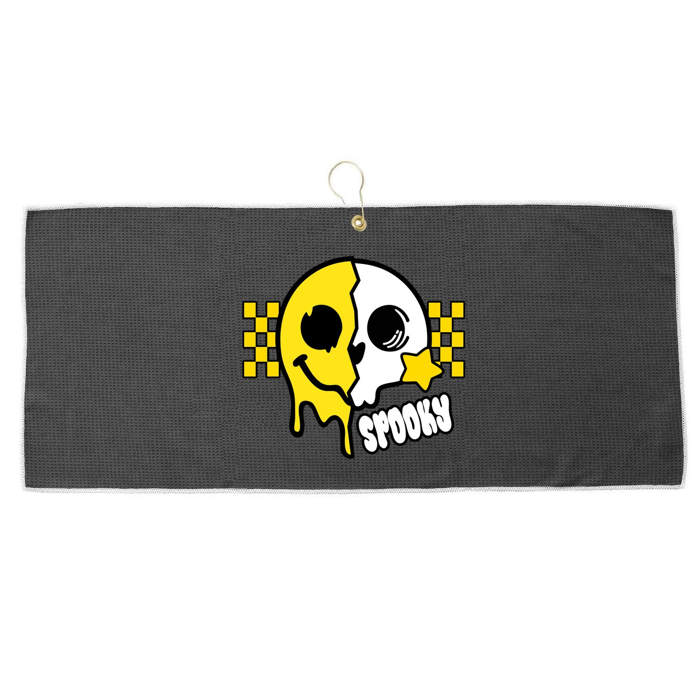 Spooky Retro Smile Skeleton Halloween Large Microfiber Waffle Golf Towel