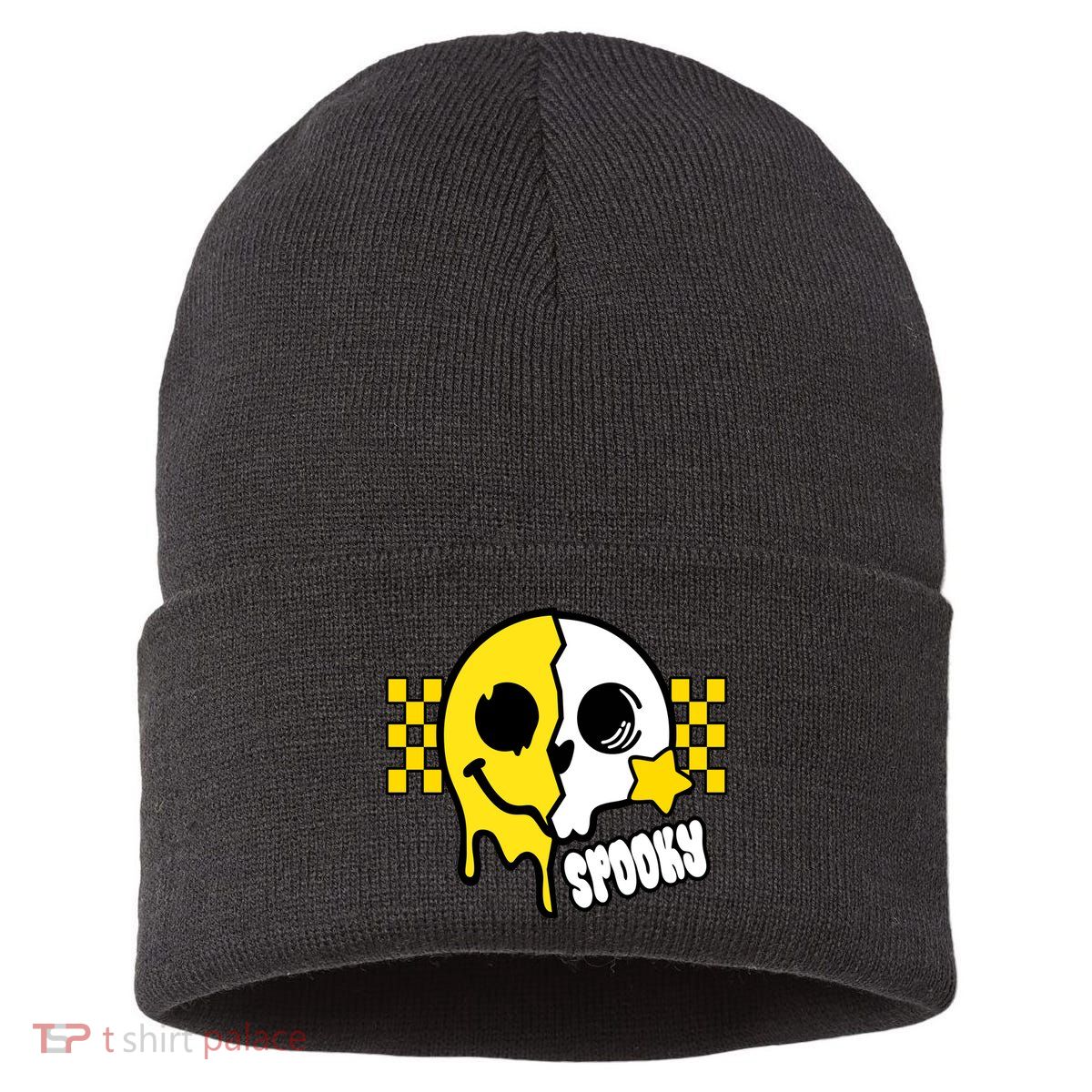 Spooky Retro Smile Skeleton Halloween Sustainable Knit Beanie