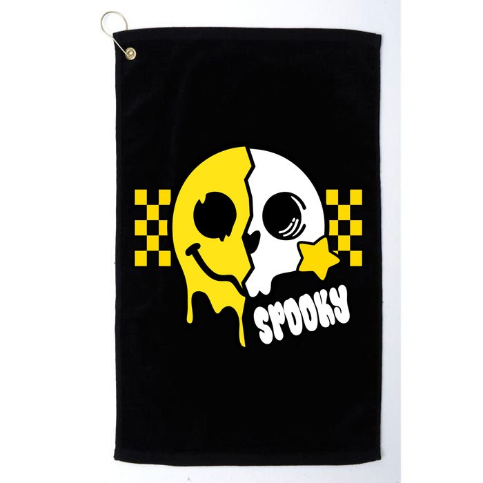 Spooky Retro Smile Skeleton Halloween Golf Towel