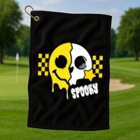 Spooky Retro Smile Skeleton Halloween Golf Towel