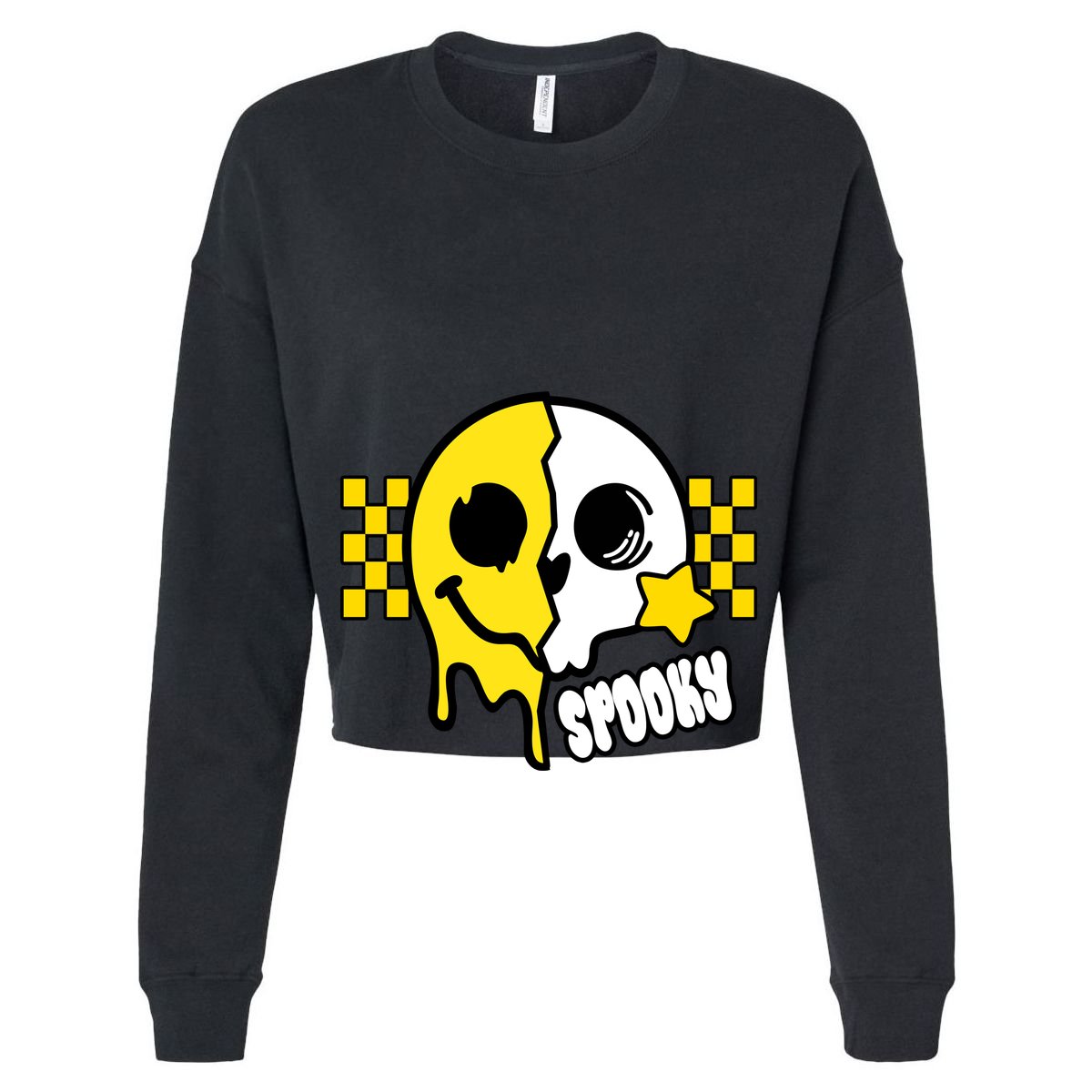 Spooky Retro Smile Skeleton Halloween Women's Crop Top Tee