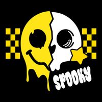 Spooky Retro Smile Skeleton Halloween Cropped Pullover Crew